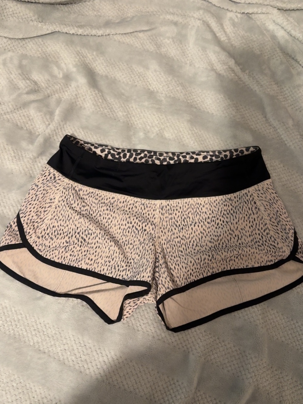 Womens Beige and Black polka dot Athletic lululemon shorts